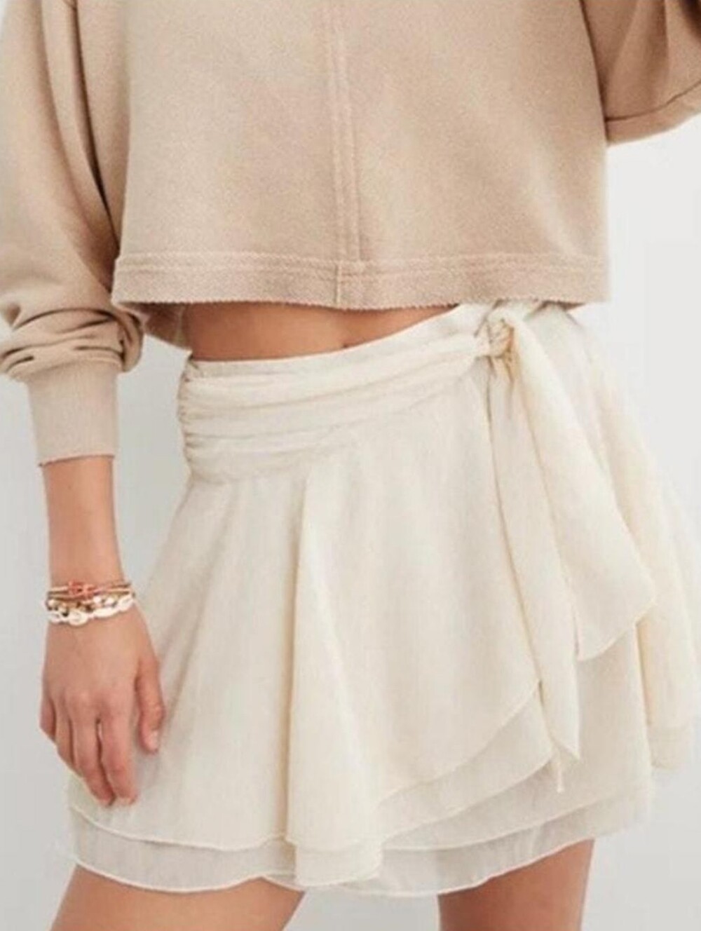 NWT Aerie Cream wrap front skirt